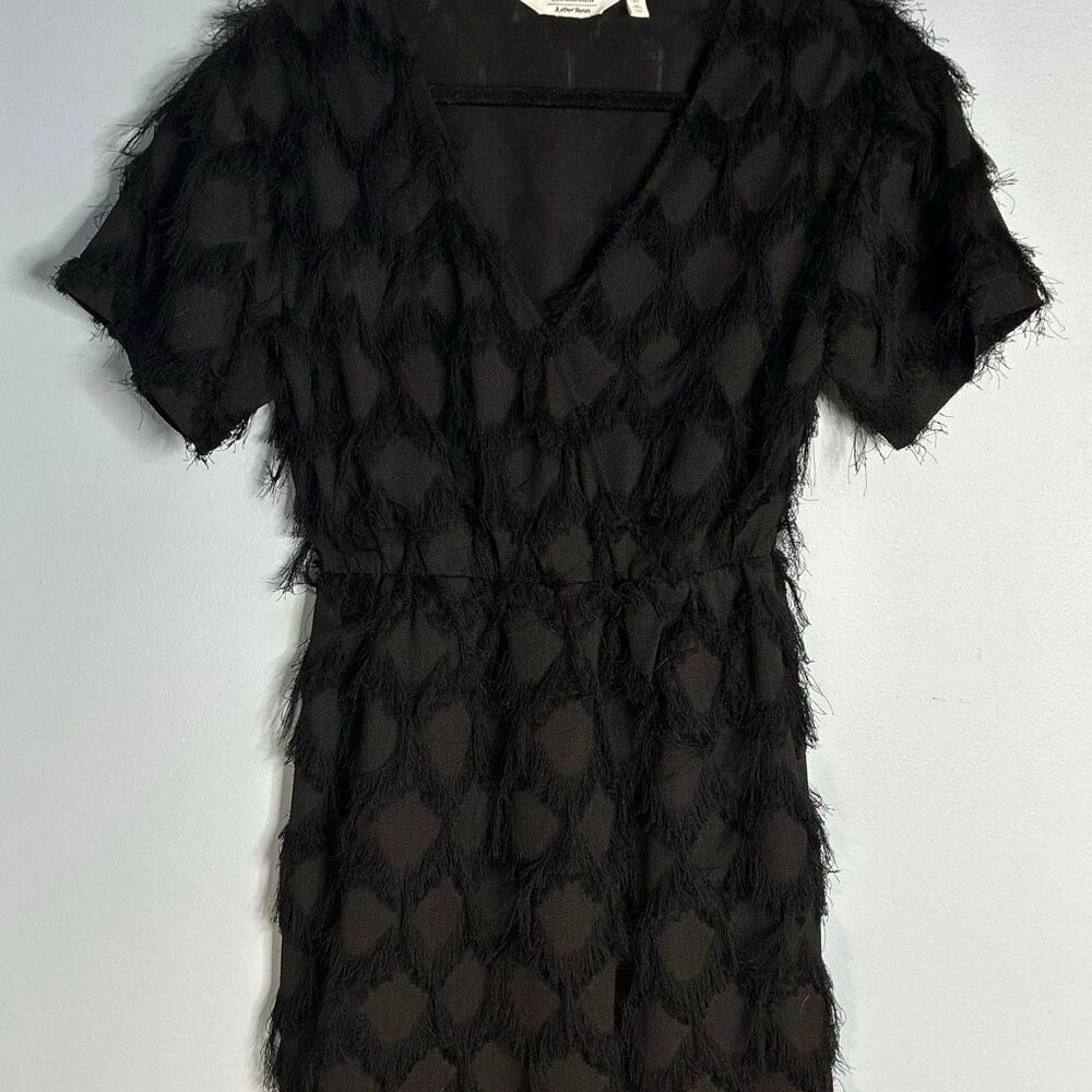 Los Angeles Atelier Little Black Dress with Fringe V Neck Sz 6